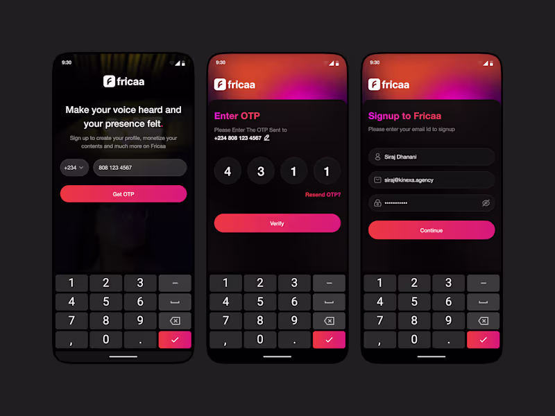 Cover image for Signup flow for fricaa