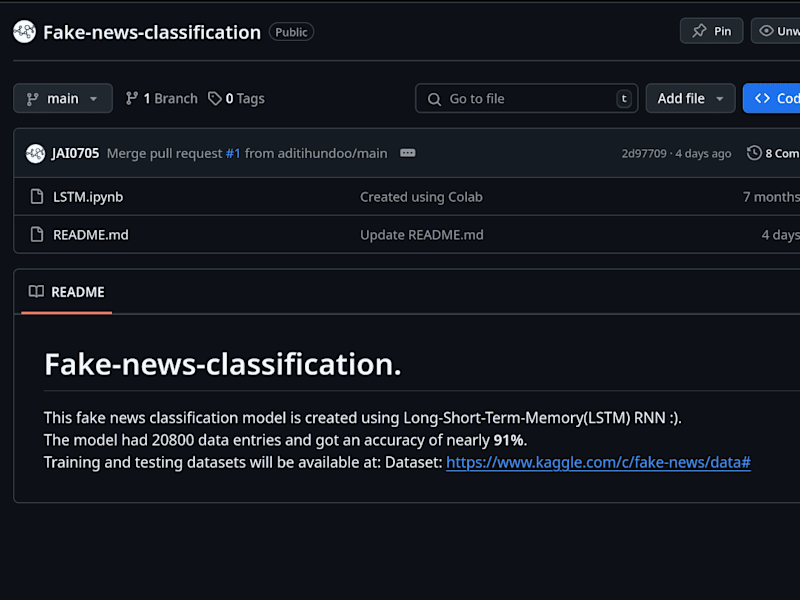 Cover image for GitHub - JAI0705/Fake-news-classification