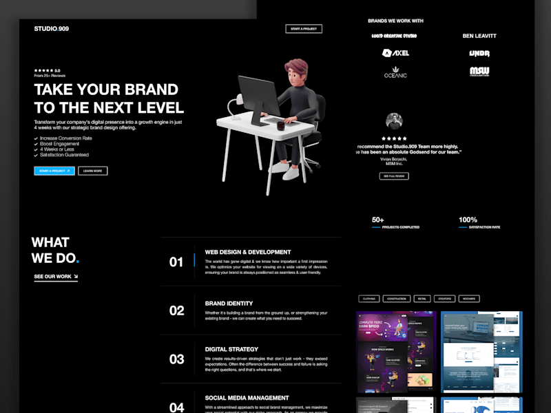Cover image for Studio.909 Brand & Website Design Agency Landing Page Redesign
