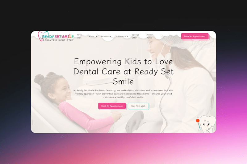 Cover image for Ready, Set, Smile - a Kid-Friendly Dental Website Experience