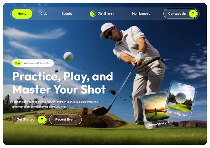 Cover image for Golfero – Modern Golf Club Web UI Design A clean and modern ...