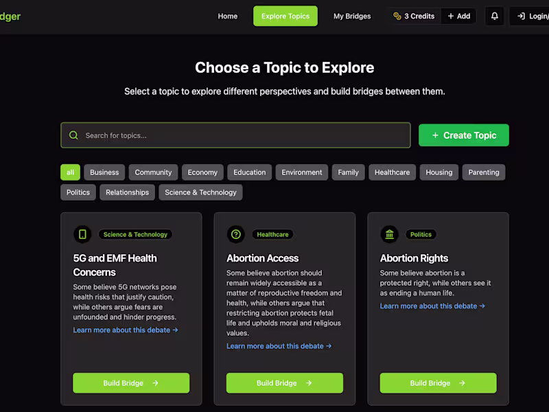 Cover image for Bridger - Build Bridges in a Polarized World