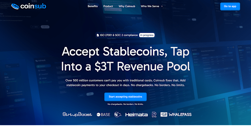 Cover image for Coinsub IO | Funded crypto payment processing startup