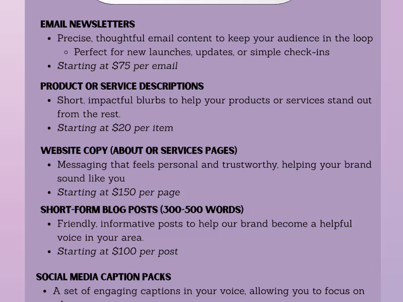 Cover image for Product or Service Description