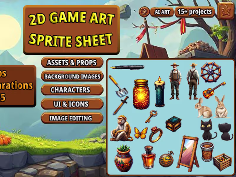 Cover image for Create Ai 2D Game Background, Asset, Unique Props, Object and Ui