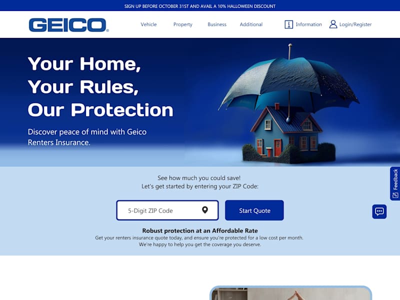 Cover image for Geico's Landing Page