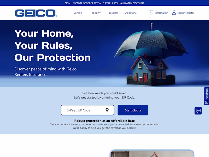 Cover image for Geico's Landing Page