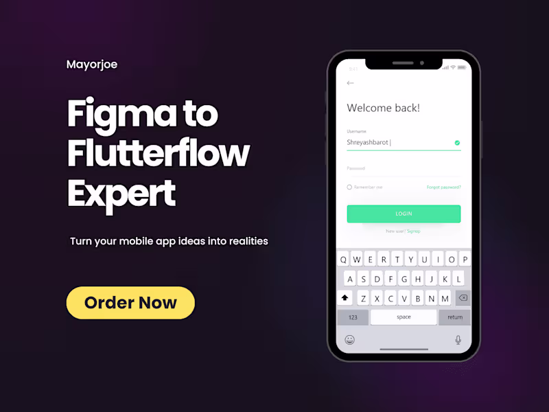 Cover image for Figma to Flutterflow, Mobile App UI Designer