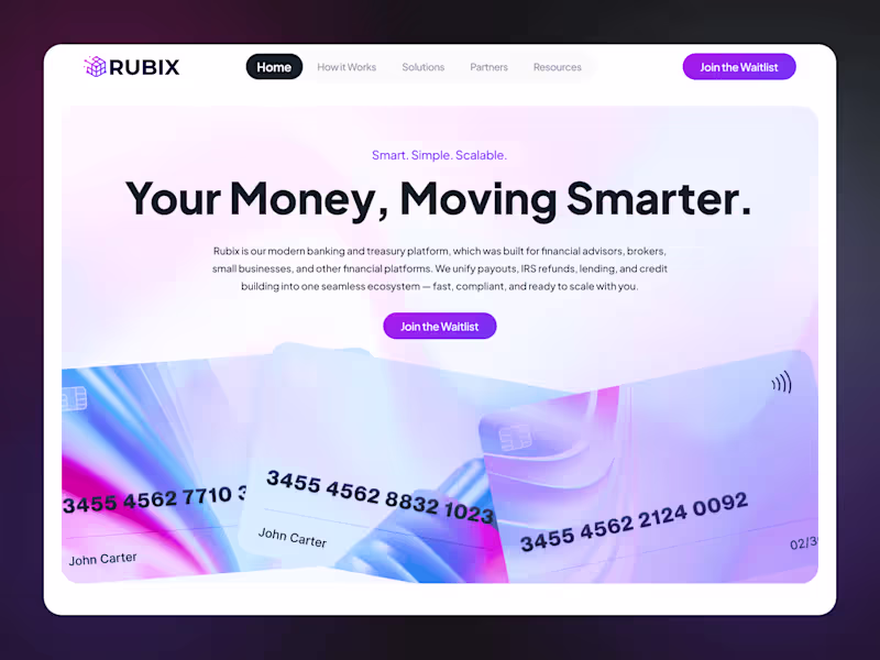 Cover image for Rubix – Fintech Landing Page