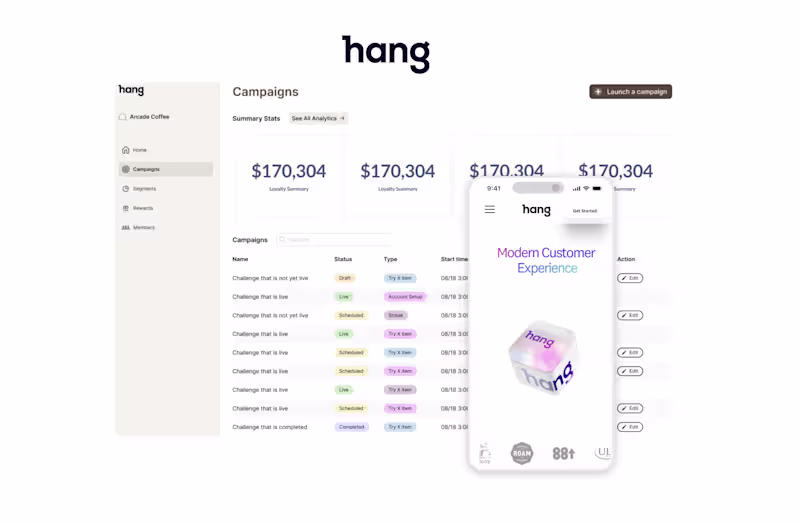 Cover image for Hang – Self-Service Campaign & Loyalty Manager