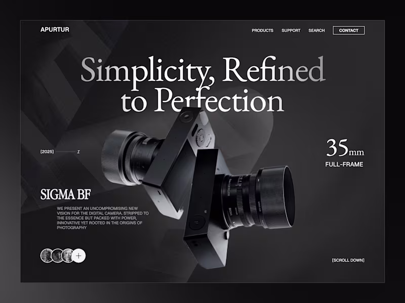 Cover image for A modern landing page exploration for a full-frame 35mm digi...