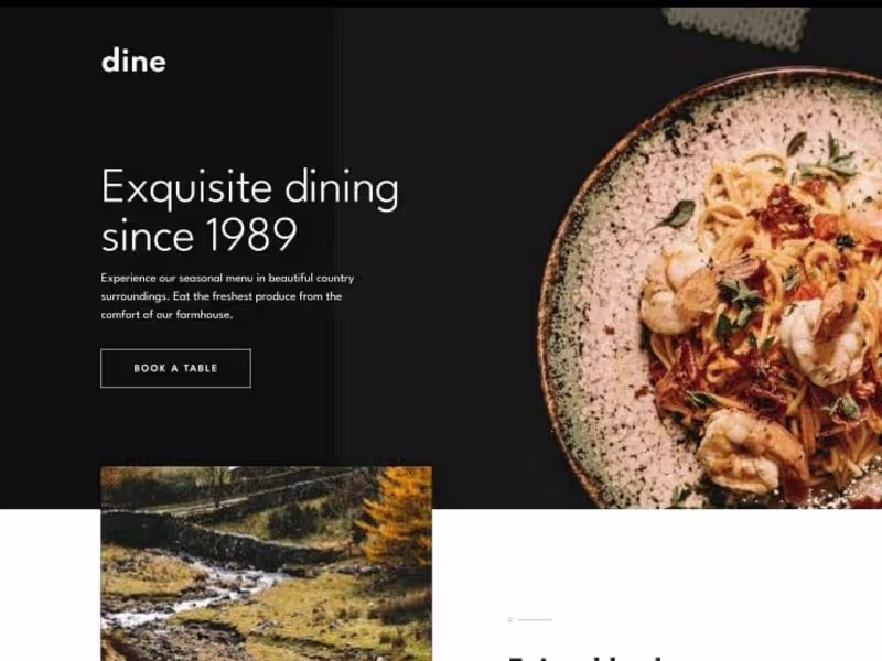 Cover image for Dine restaurant landing page