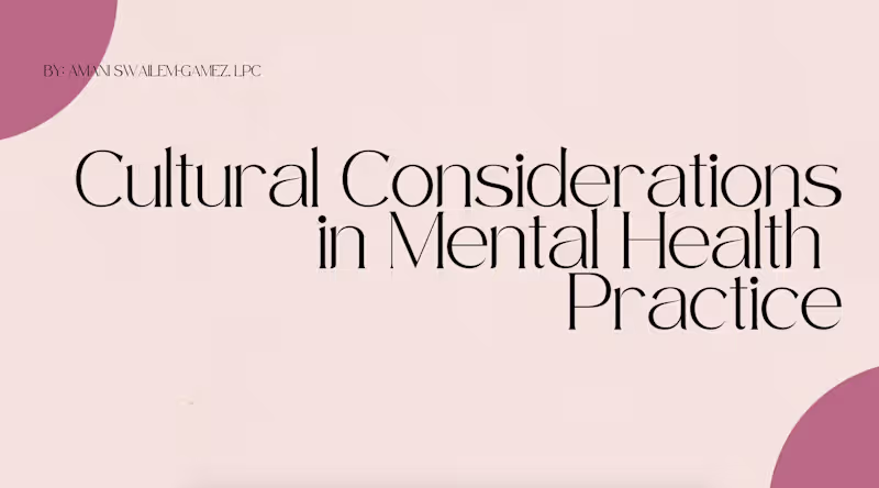 Cover image for Presentation | Cultural Consideration in Mental Health Practice