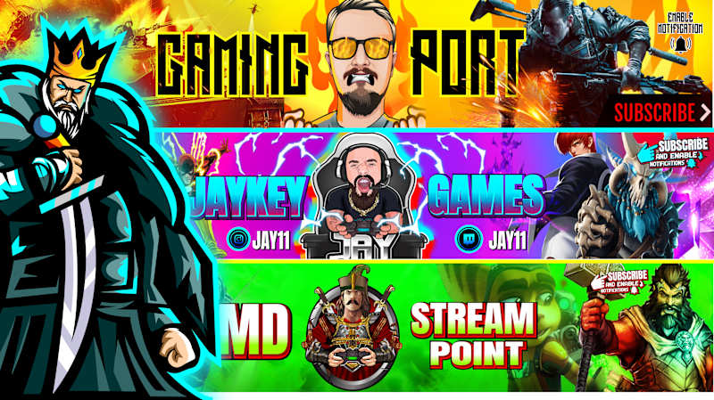 Cover image for youtube gaming banner and logo design