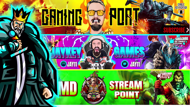 Cover image for youtube gaming banner and logo design
