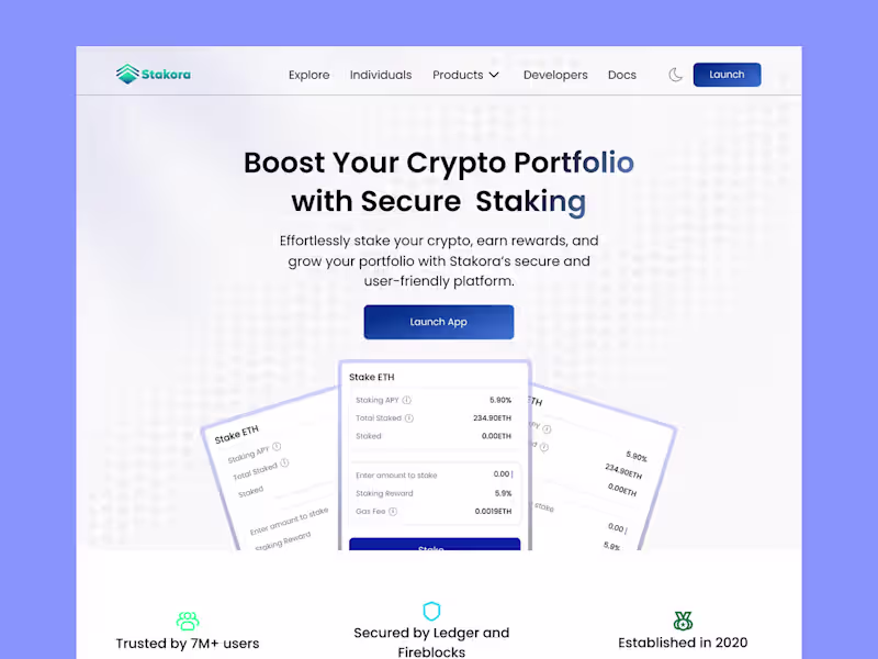 Cover image for Stakora Landing Page Design
