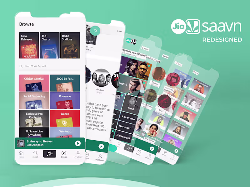 Cover image for JioSaavn Redesigned - UI/UX
