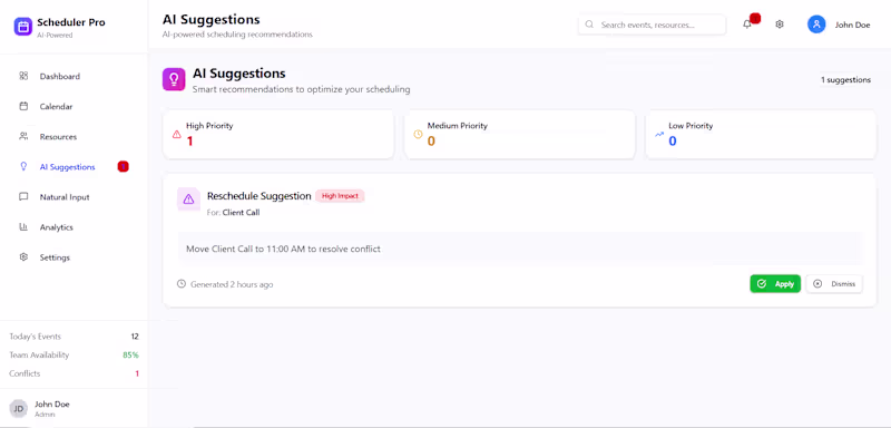 Cover image for Scheduler Pro - AI-Powered Team Scheduling Application