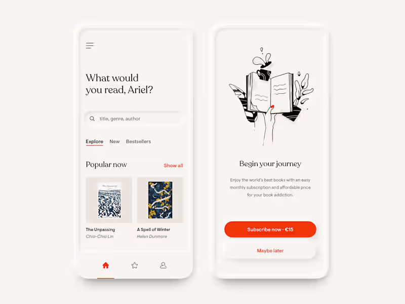 Cover image for Online Book subscription App Design | Neumorphism