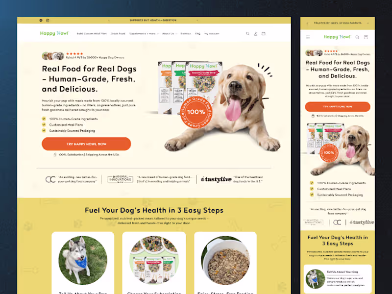 Cover image for Homepage Design for Dog Food Brand