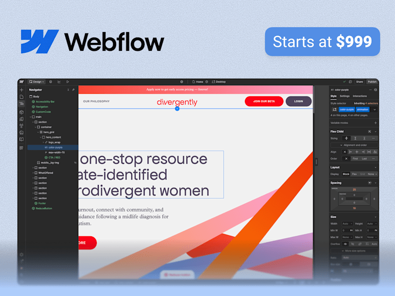 Cover image for Figma to Webflow Development. Landing pages in Webflow.