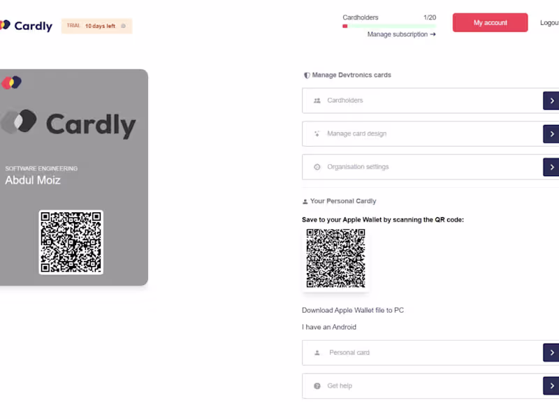 Cover image for Cardly (Apple wallet based digital