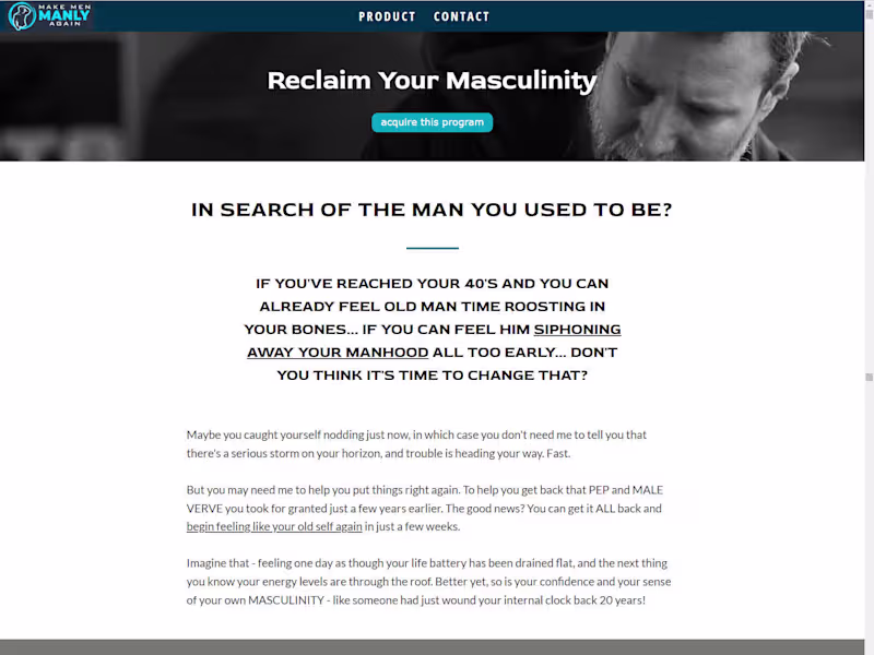 Cover image for Sales Page For Male Health Product