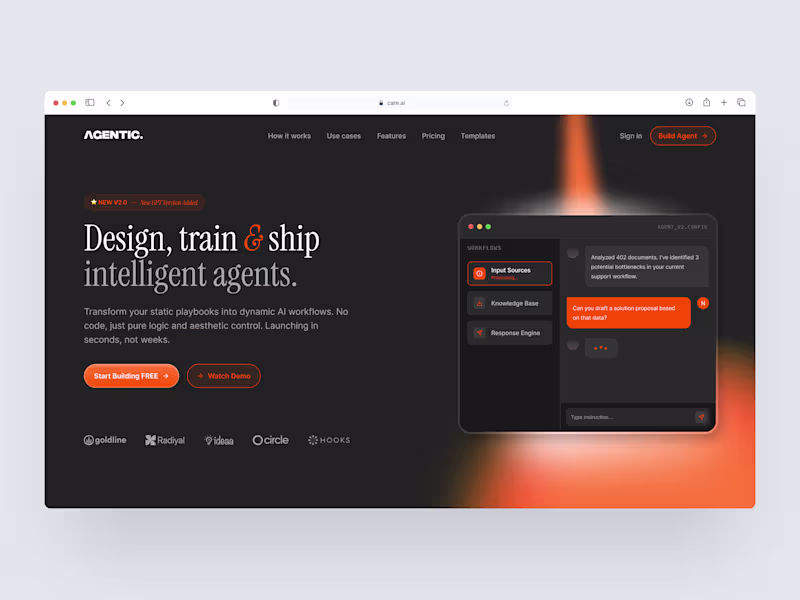 Cover image for Agentic - AI Agent Builder website design. Clean and modern ...