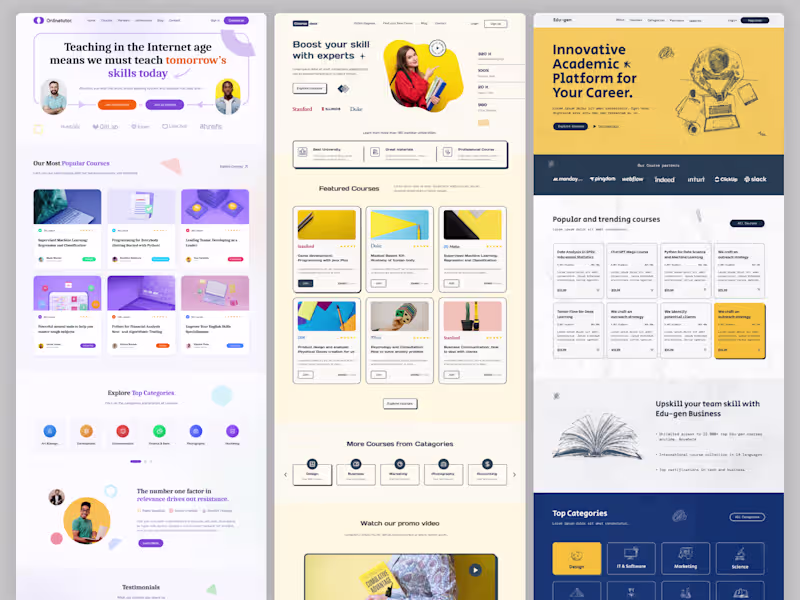 Cover image for LMS UI UX Design for E-learning Website & Dashboard