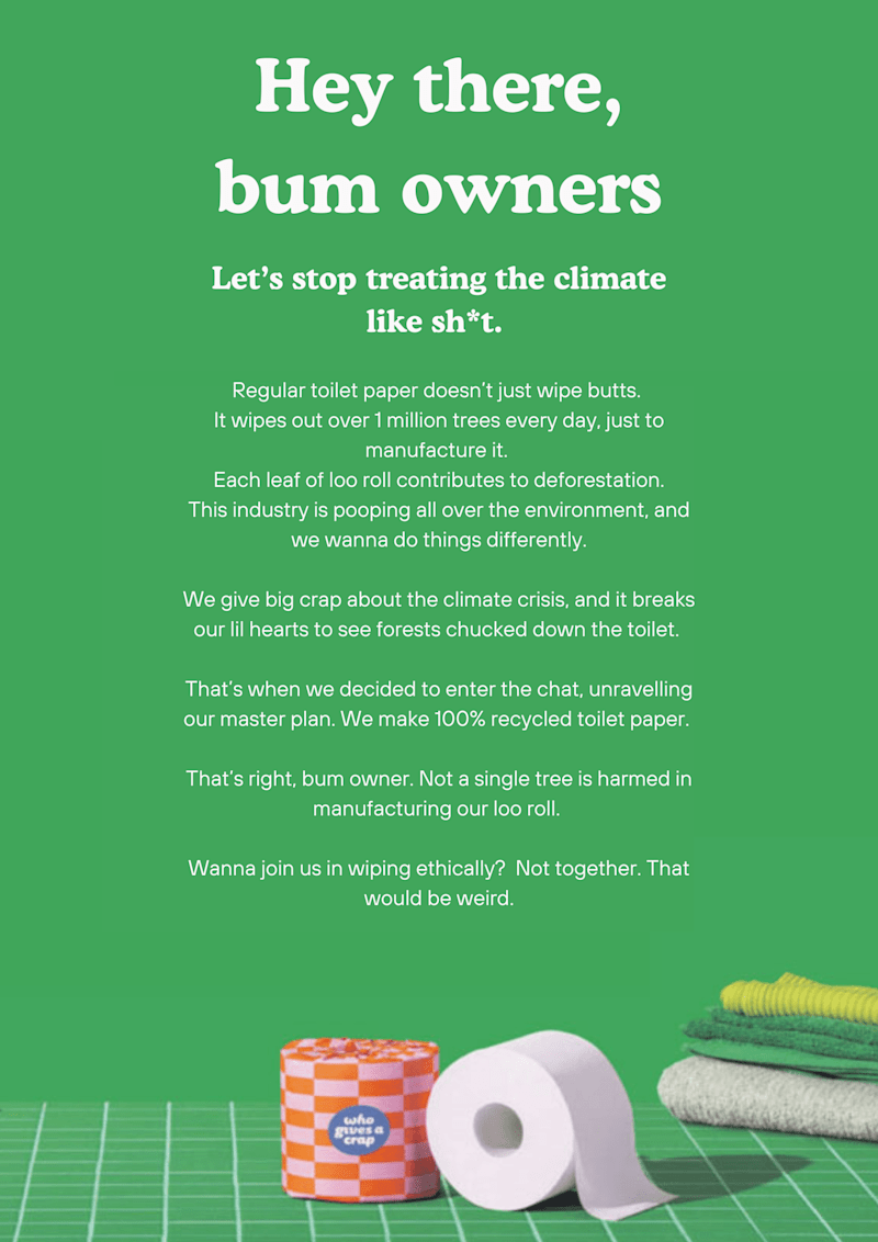 Cover image for Who Gives A Crap Spec Work
