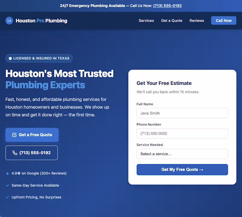 Cover image for Houston Pro Plumbing — Service