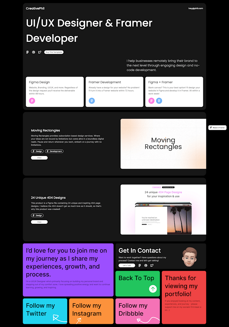 Cover image for CreativePhil - Framer Portfolio