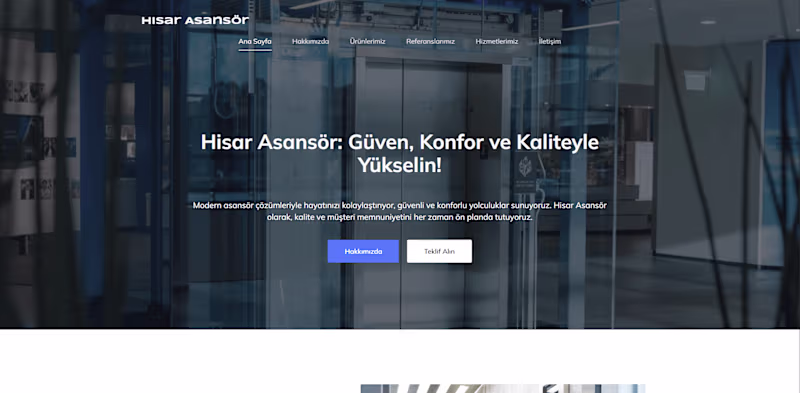 Cover image for Contact Page Design for Hisar Asansör