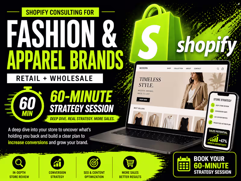 Cover image for Shopify 60-Min Strategy | Fashion Retail + Wholesale