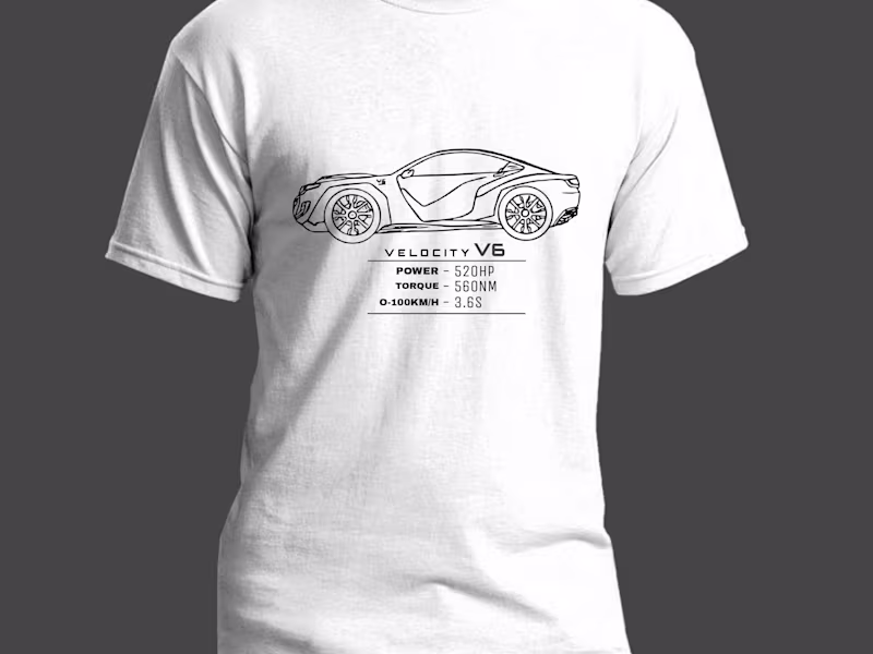 Cover image for Premium Velocity V6 Car T-Shirt Design – Minimal & Sleek”