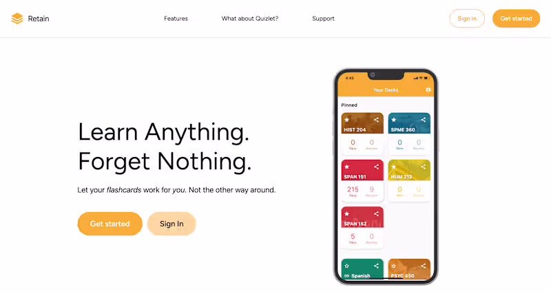 Cover image for Retain Flashcards App