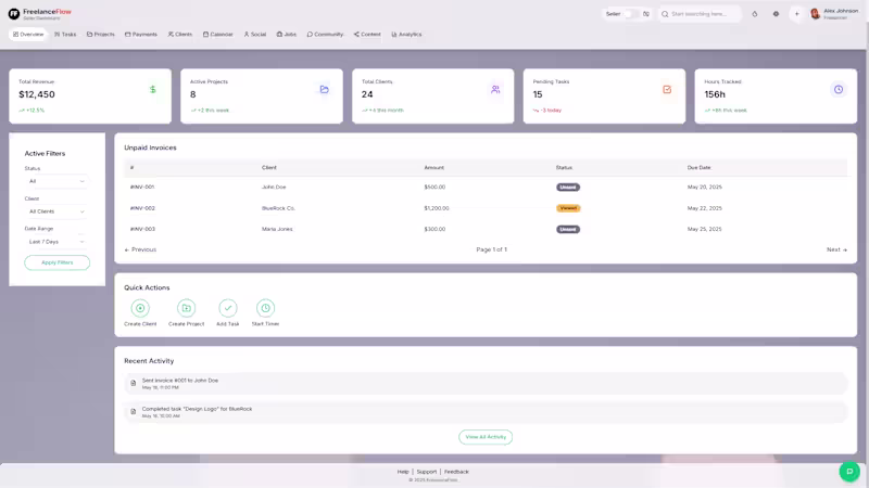 Cover image for FreelanceFlow – AI-Powered Freelance Business Manager
