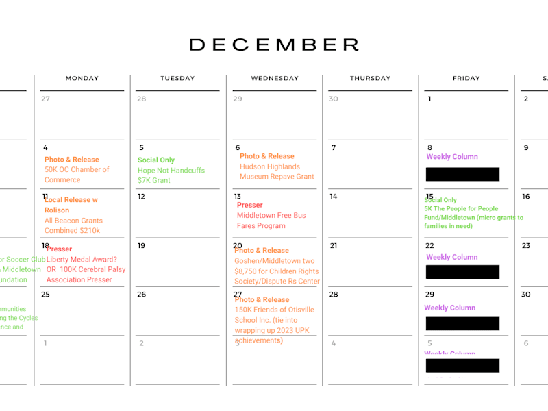 Cover image for Social Media and Press Content Calendar 