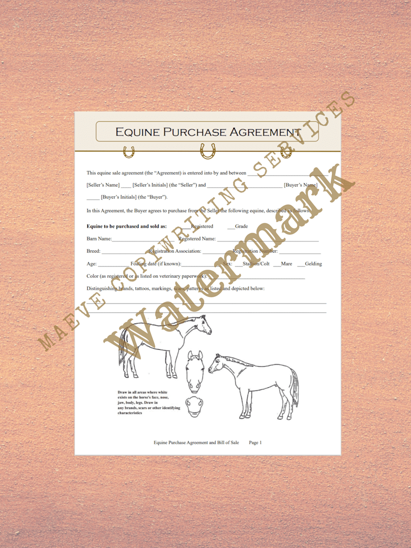 Cover image for Equine Purchase Agreement