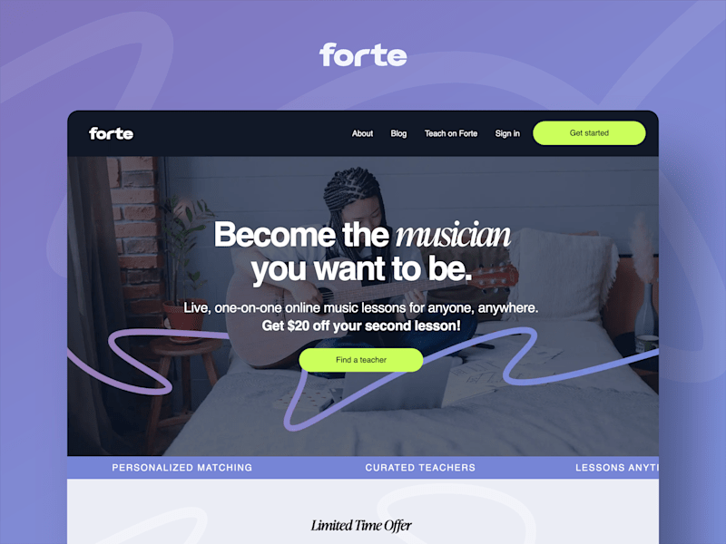 Cover image for Forte | Music Startup Web Design & Brand Refresh