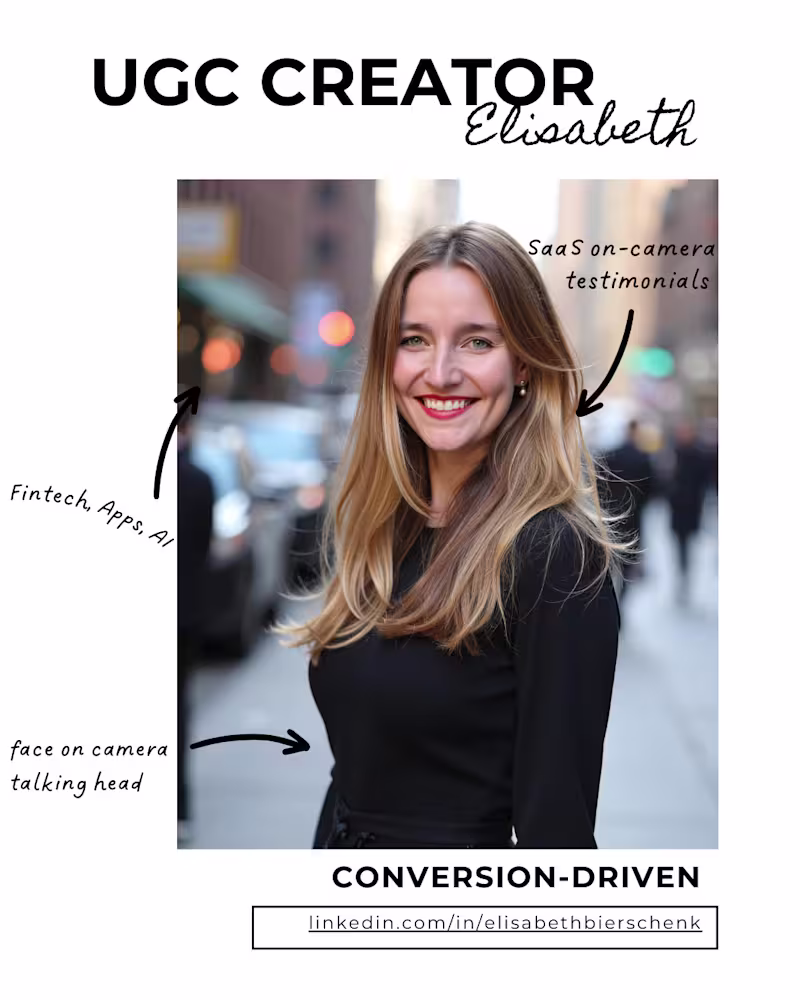 Cover image for On-Camera UGC Creator for AI, Fintech, Apps & SaaS 