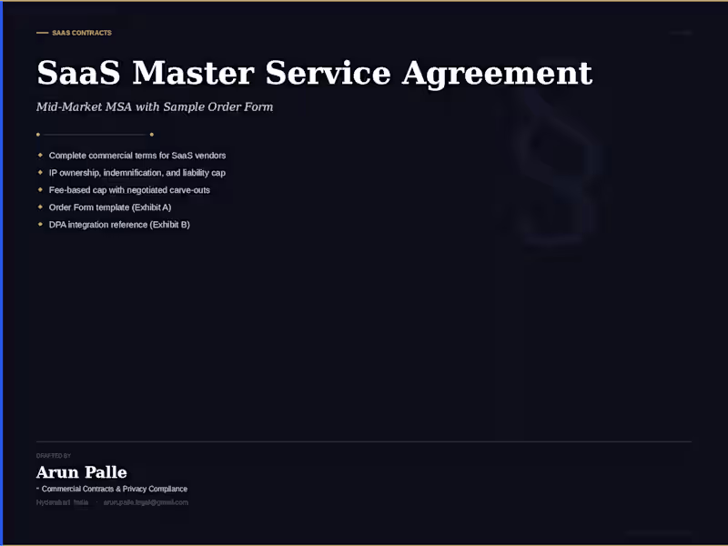 Cover image for  SaaS Contract Drafting (MSA or Service Agreement)