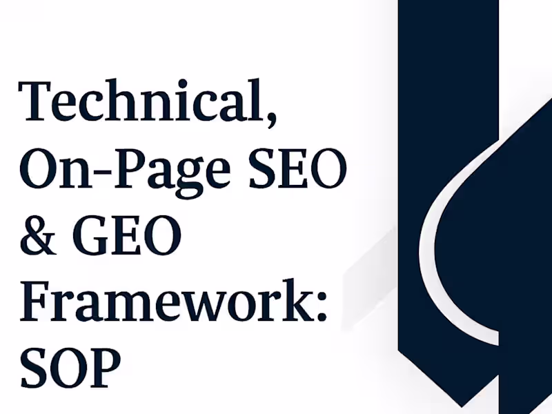 Cover image for Technical, On-Page SEO & GEO Framework: SOP