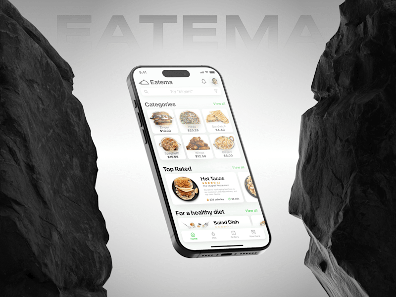 Cover image for EATEMA Food Delivery App | UI/UX & Presentation