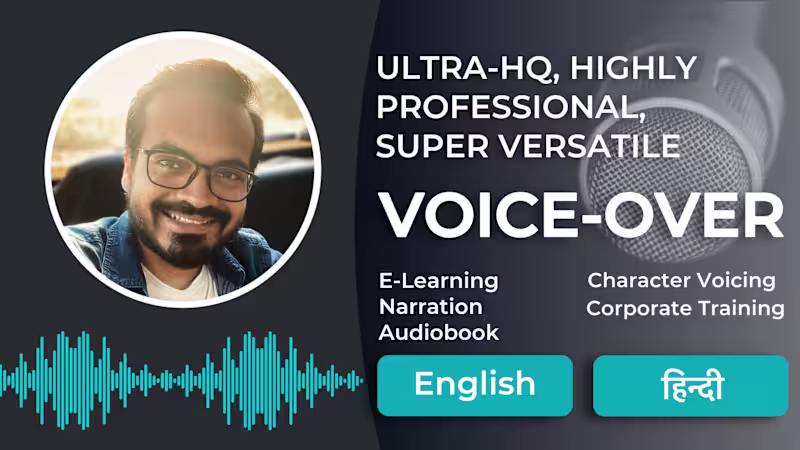 Cover image for English VO for Promos/ AudioBook Narration/ E-Learning/ AVR