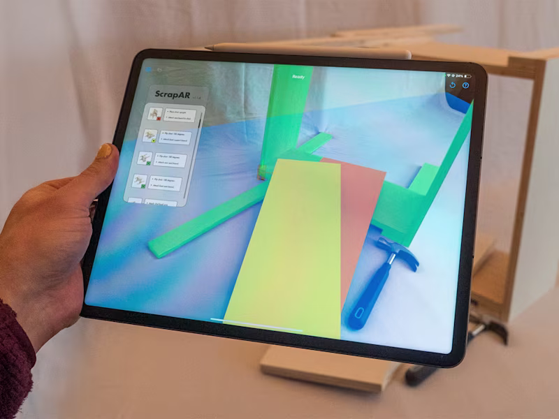 Cover image for ScrapAR: An object tracked woodworking education application 