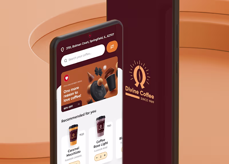Cover image for DivineCoffee Mobile App Design