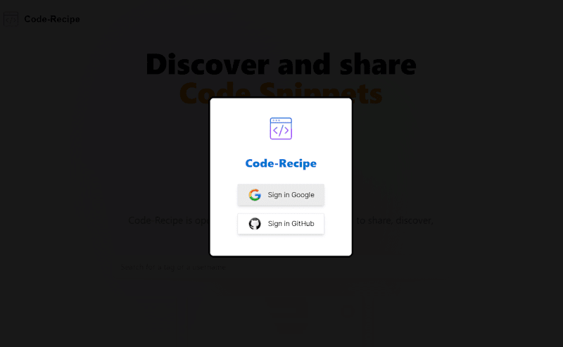 Cover image for Code Recipe Platform
