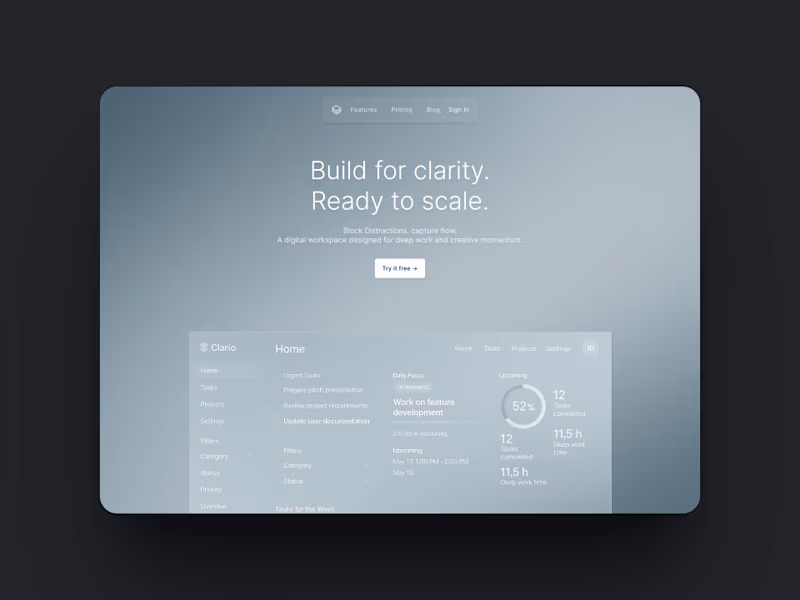 Cover image for Clario UI – Minimal SaaS Dashboard Concept