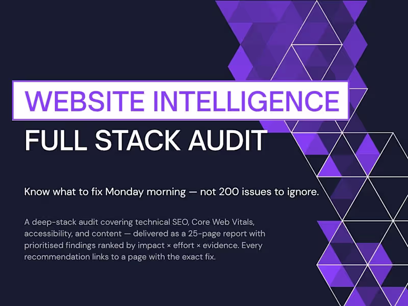 Cover image for Website Intelligence Audit — Full Health Check + 90-Day Plan